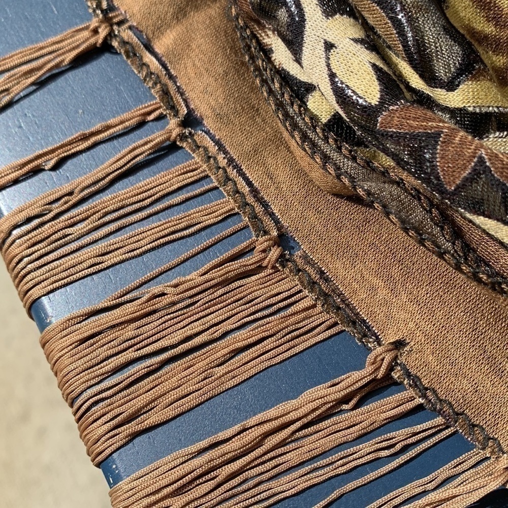 Scarf with fringe long stretch fringe so classy soft and silky black and gold